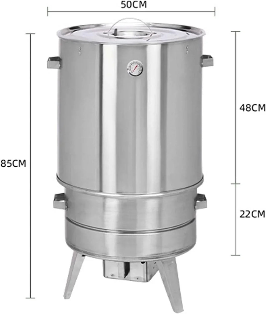 2026 Ahumador Barril Asador De Carne Material De Acero Inoxidable Asador De 360° Incluye Termómetro Y Recipiente para Cenizas 50 Cm De Diámetro Parrillero