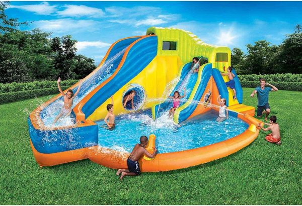2026 BANZAI Pipeline Twist Kids Inflatable Outdoor Backyard Water Pool Aqua Splash Park and Slides