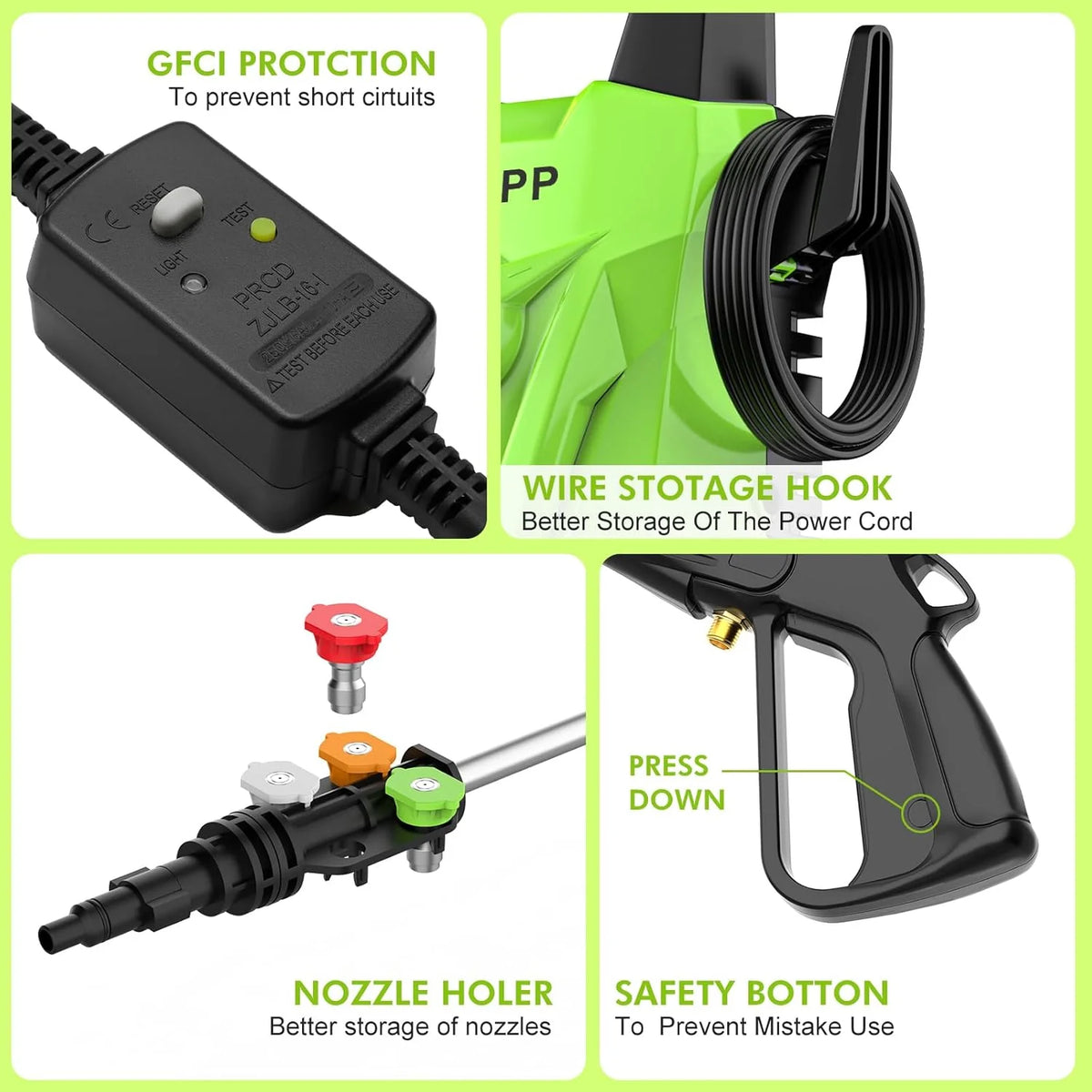 2026 Electric high-pressure cleaning machine, foam sprayer, 4 quick-connect high-pressure nozzles, 2400 pounds/square inch 2.4 gallons/minute powerful cleaning machine, high-pressure cleaning equipment for