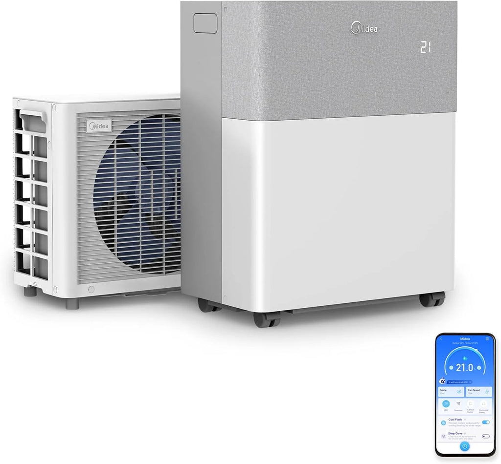 Aire acondicionado Midea Portasplit 2026, bomba de calor portátil, refrigeración A++/calefacción A+, 12000 BTU 3.5kW, para habitaciones de hasta 42 m² / 105 m³, solo 39 dB(A) en modo silencioso.