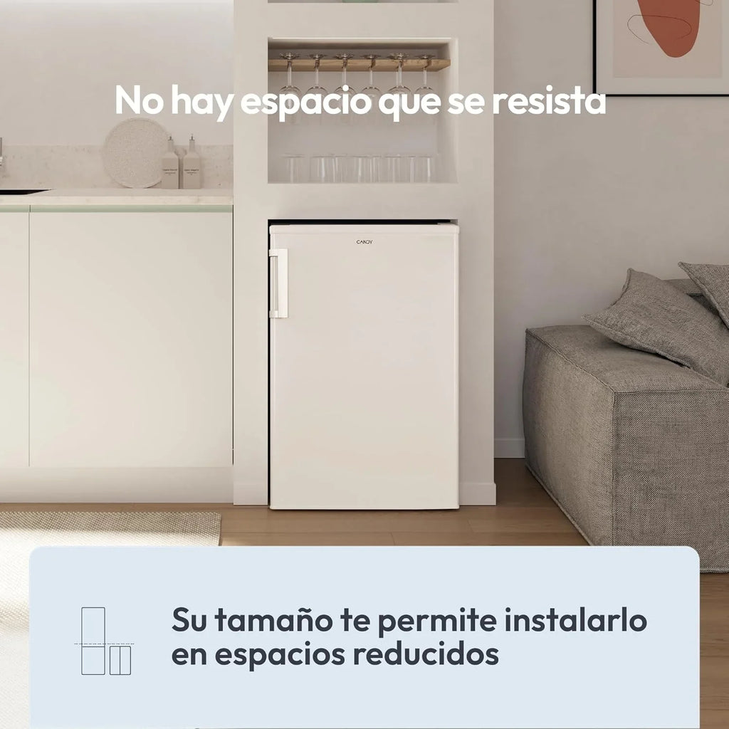 2026 Candy CCTOS 544WHN Frigorífico Mini con Congelador, Bajo Encimera, 40DB, Capacidad 109L, Cajón Verdulero, Temperatura Regulable, Luz LED, Puerta Reversible, Alto 85cm, Blanco