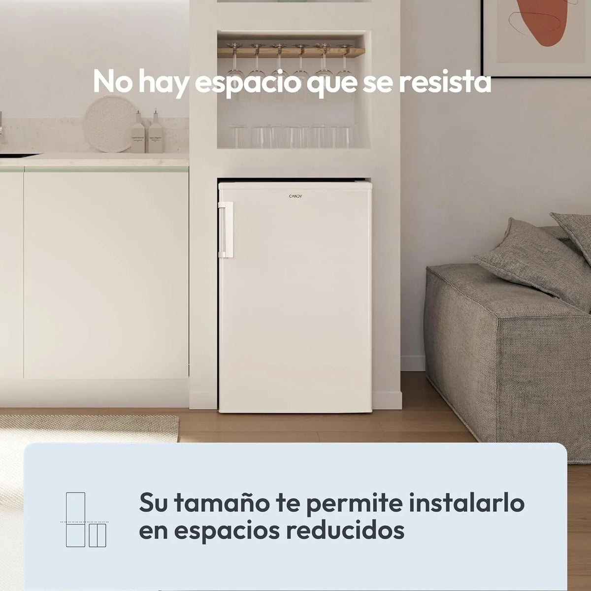 2026 Candy CCTOS 544WHN Frigorífico Mini con Congelador, Bajo Encimera, 40DB, Capacidad 109L, Cajón Verdulero, Temperatura Regulable, Luz LED, Puerta Reversible, Alto 85cm, Blanco