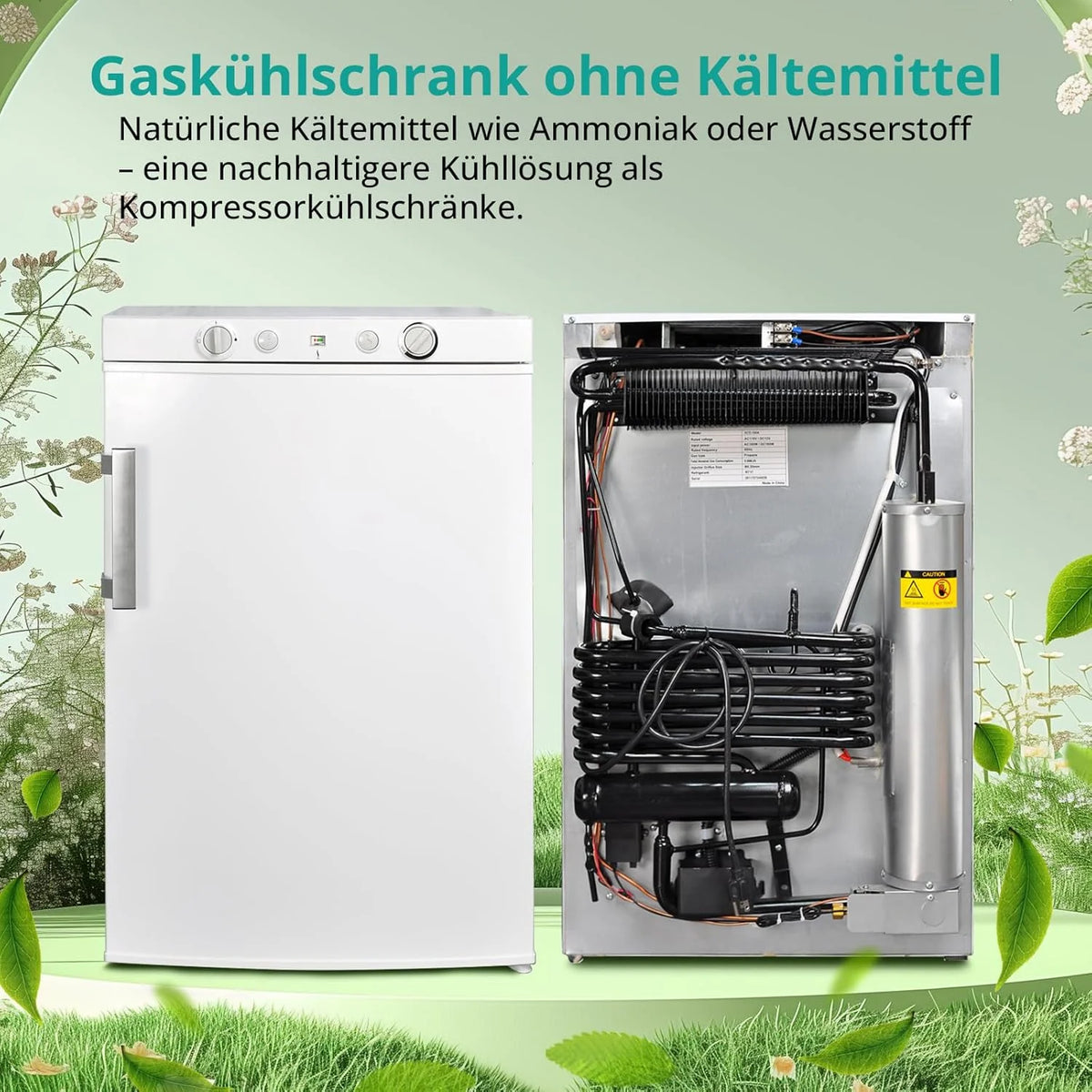 Refrigerador/congelador SMETA 2026 a gas, 12V/230V, refrigerador con compartimento congelador de 100L, refrigerador combinado silencioso para camping, hogar, caravana, garaje, puerta, autocaravana, blanco