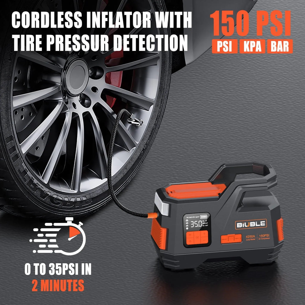 2026 Car Jump Starter with Air Compressor, 4500A Peak 26800MAH 12V Auto with 150PSI Tire Inflator(up to All Gas or 10.0L Diesel Engine