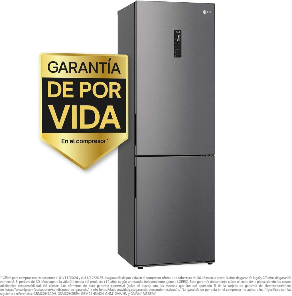 2026 GBP61DSXGC – Frigorífico Combi No Frost, Congelador, Compresor Smart Inverter, Color Inox Antihuellas, 186 cm, 341 l