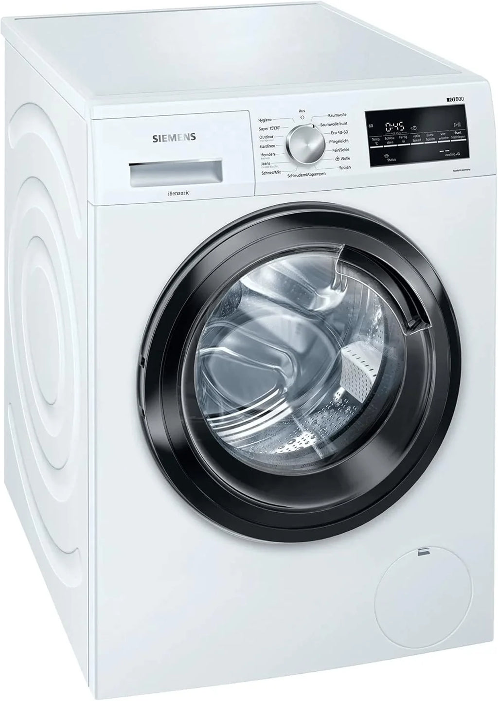 Lavadora Siemens WM14G400 iQ500 de 2026 / 8 kg / C / 1400 rpm / Programa para exteriores / Función VarioSpeed / Función de recarga / AquaStop, Blanco/Negro