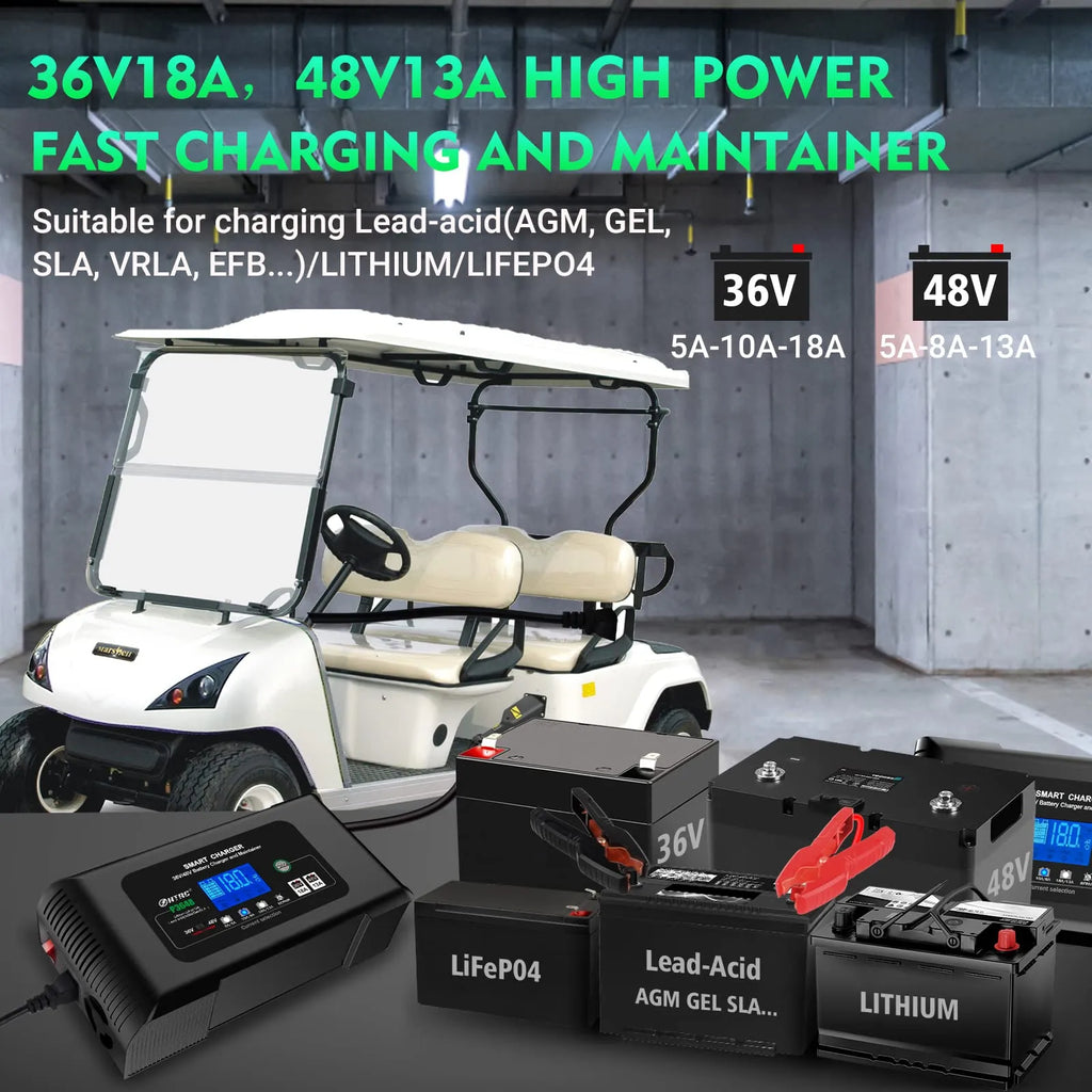 2026 36 Volt Golf Cart Charger 18-AMP Smart Charger, Car Battery Charger,trickle CHARGER,36V,18-AMP and 48V,13-AMP,LITHIUM,LIFEPO4,LEAD-ACID…