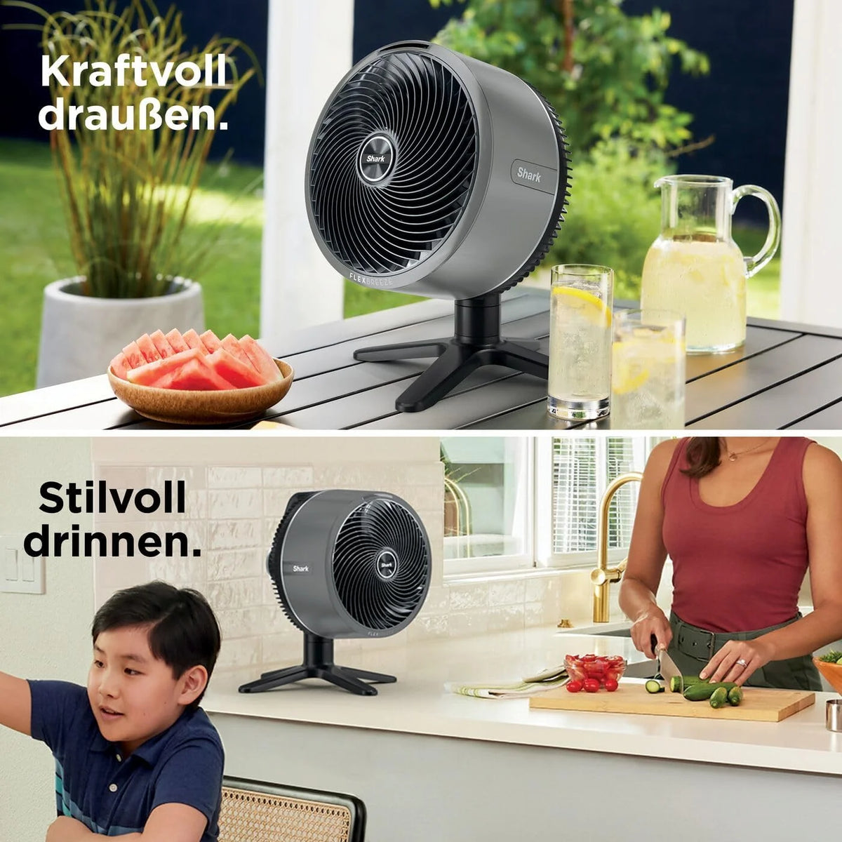 Ventilador Shark FlexBreeze 2026, ventilador híbrido silencioso (con cable e inalámbrico), portátil, para uso en interiores y exteriores, resistente a los rayos UV y al agua, ultra potente, ultra silencioso, blanco FA220EU