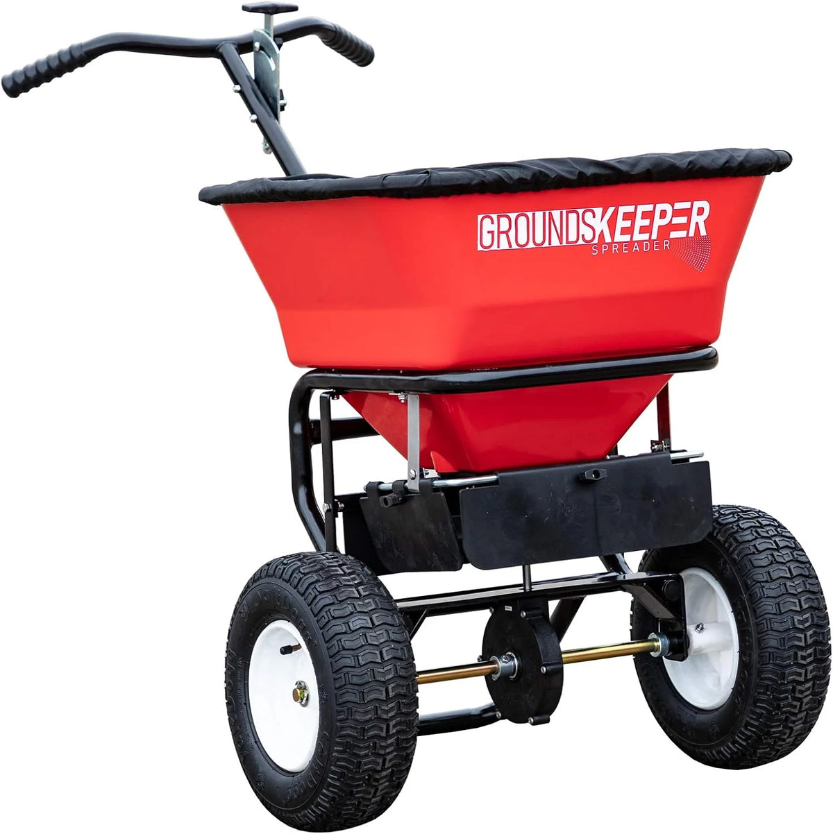 2026 Walk Behind Push Spreader, 100LB Capacity, for Salt, Ice & Snow Melt, Included Grate & Cover with Enclosed Gearbox for Protection