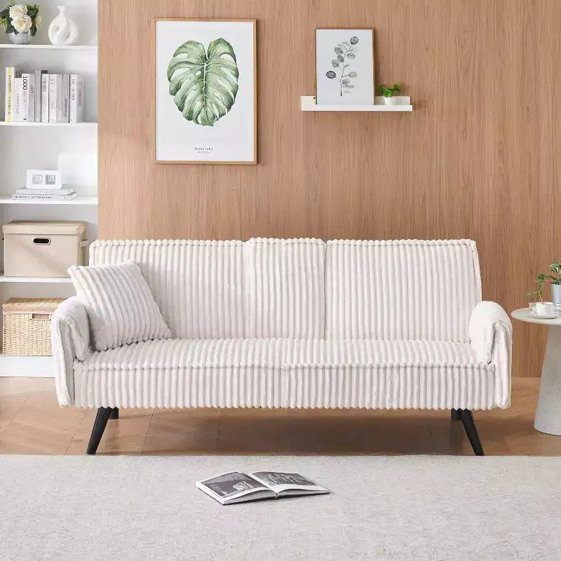2026 Sofá cama de dos plazas convertible – Pana, respaldo ajustable y portavasos, 182,9 cm