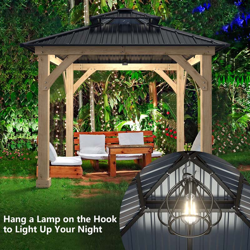 2026 10 X 10 Ft Outdoor Patio Hardtop Gazebo With Wood Frame Amp 2 Tier Metal Roof All Weather Gazebo Pergolas Shelter