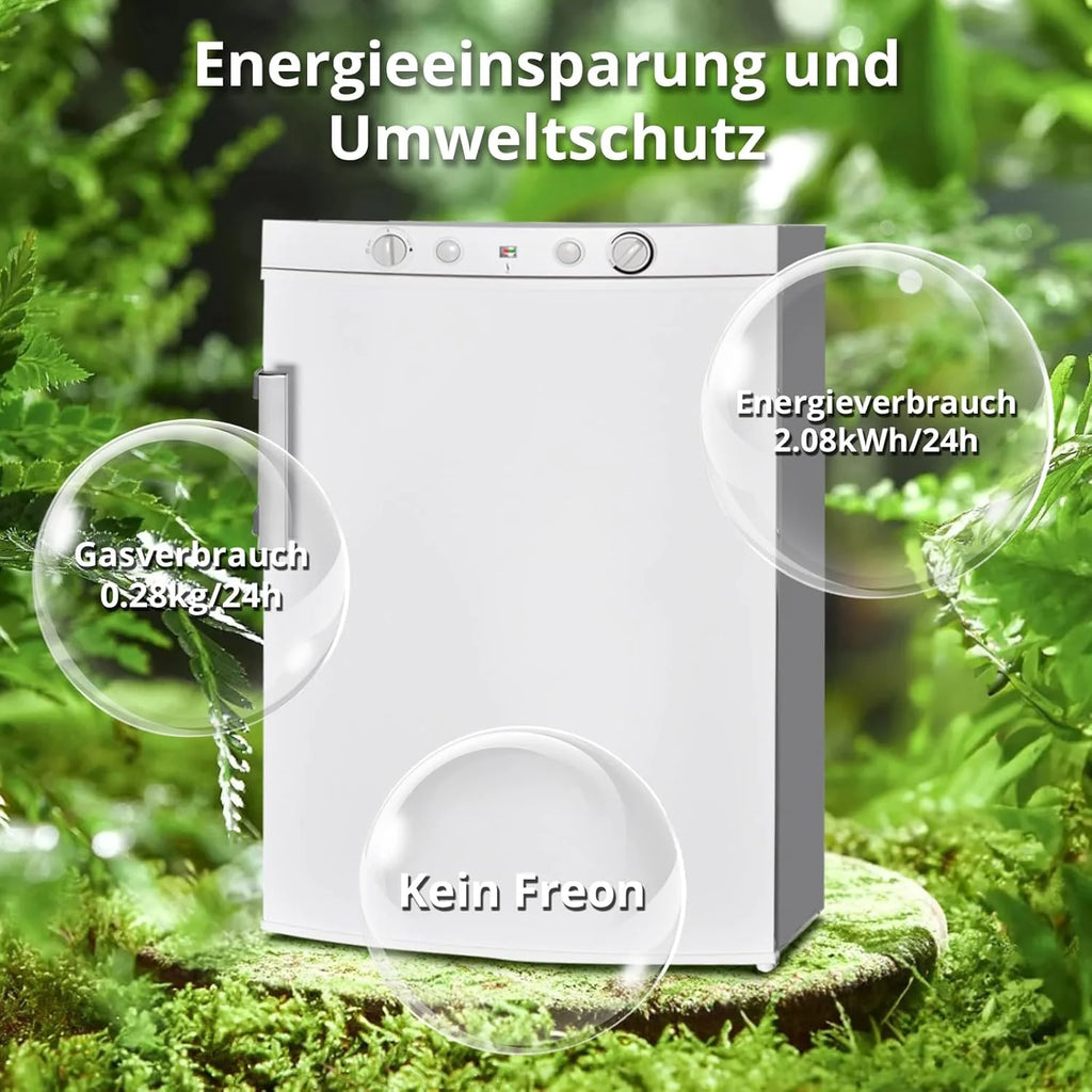Refrigerador/congelador SMETA 2026 a gas, 12V/230V, refrigerador con compartimento congelador de 100L, refrigerador combinado silencioso para camping, hogar, caravana, garaje, puerta, autocaravana, blanco
