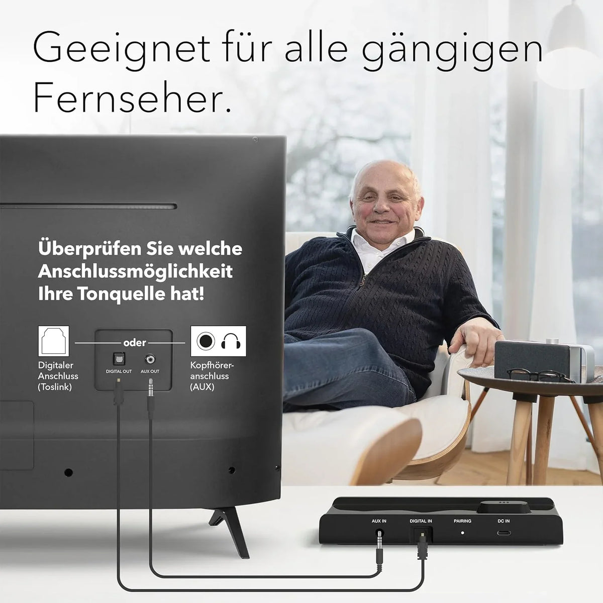 Barra de sonido/altavoz para TV Faller Oskar 2026 con Clear Voice (portátil, inalámbrica, fácil de usar, carcasa de aluminio)