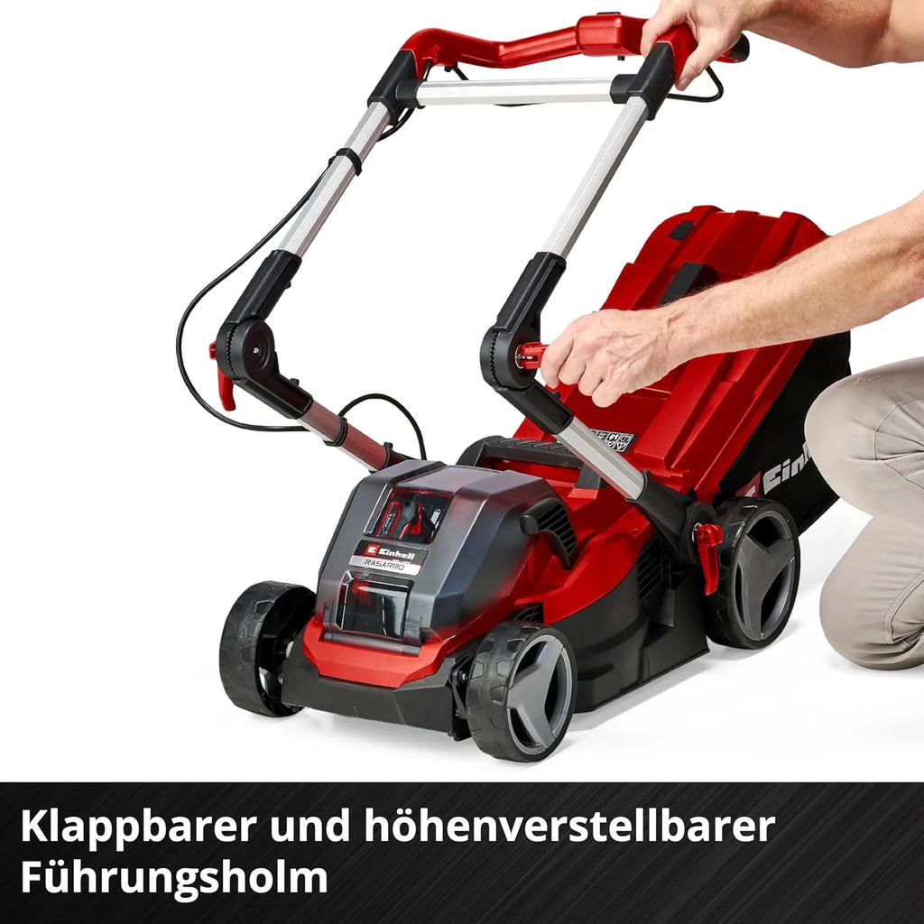 Cortacésped inalámbrico Einhell RASARRO 36/42 Kit Power X – Change 2026 (36 V, ancho de corte de 42 cm, hasta 725 m², sin escobillas, recogedor de césped de 50 L, función de mulching, incluye 2 baterías de 5,2 Ah + 1 cargador doble)
