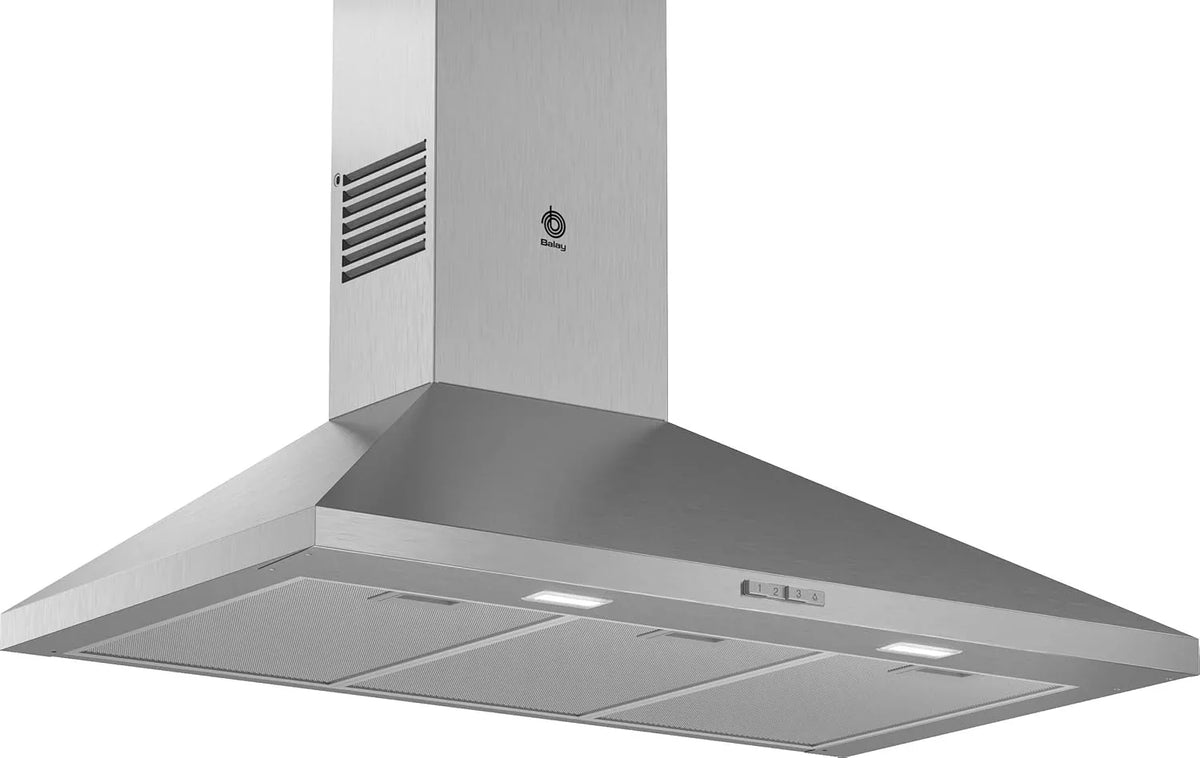 2026 Balay – Campana Exrtactora Decorativa de Pared Piramidal, 90 cm de ancho, 3 potencias de extracción, Instalación en Salida de Humos o Recirculación, Acero Inoxidable, 3BC696MX