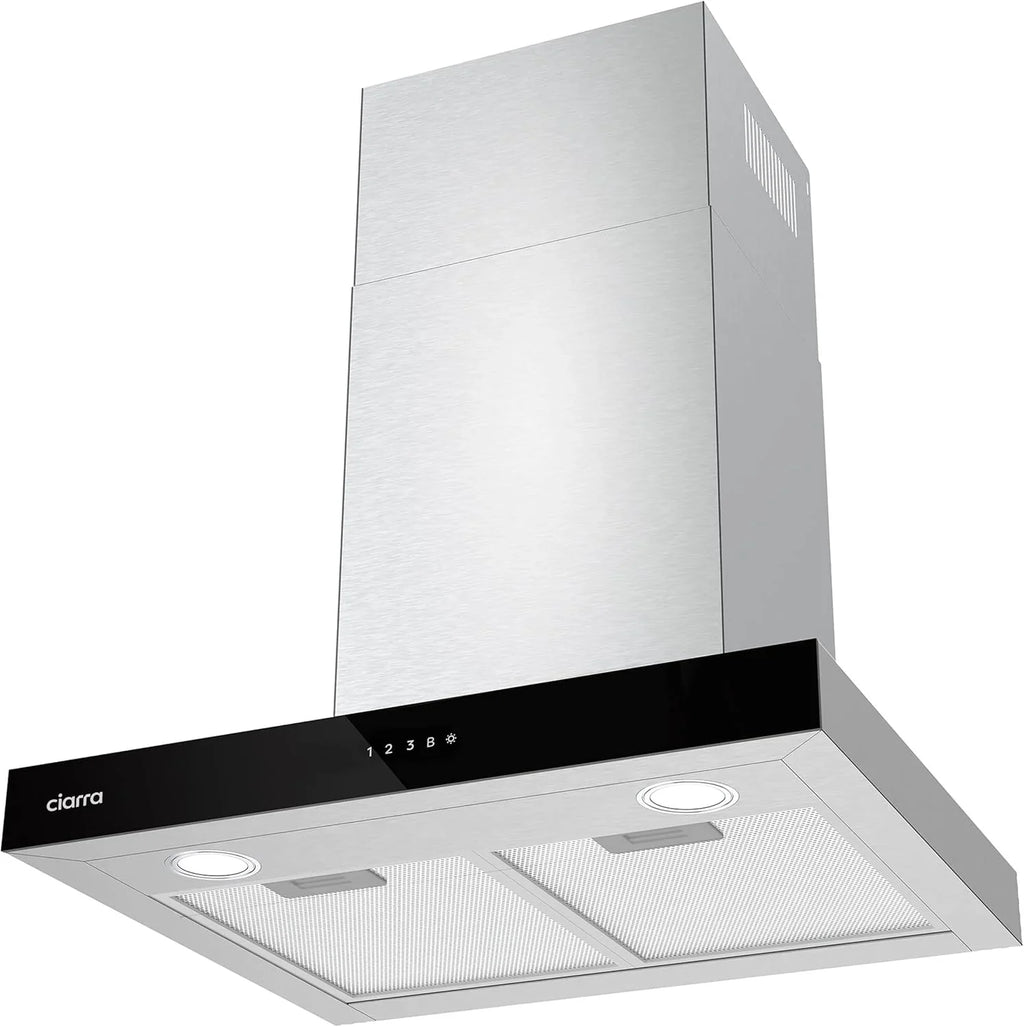 2026 Ciarra CBCS6102 Campanas Extractora 60cm 650 m³/h – Control Táctil y Wifi – 4 Velocidades – Evacuación al Exterior y Recirculación Interna por Filtro de Carbón CBCF003 – Acero Inoxidable