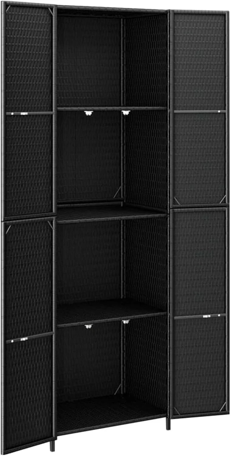 2026 Armario de almacenaje de jardín ratán PE Negro arcones para Jardin Exterior 59x40x180 cm