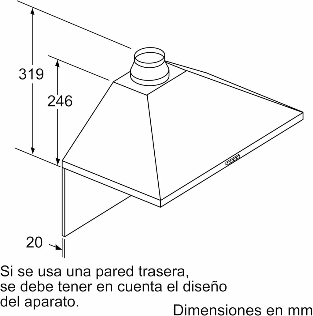 2026 Balay – Campana Exrtactora Decorativa de Pared Piramidal, 90 cm de ancho, 3 potencias de extracción, Instalación en Salida de Humos o Recirculación, Acero Inoxidable, 3BC696MX