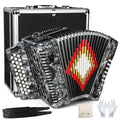 2026 Accordions 31 Key 12 Bass Diatonic G/C/F w Case Strap Gloves Cloth (Gray)