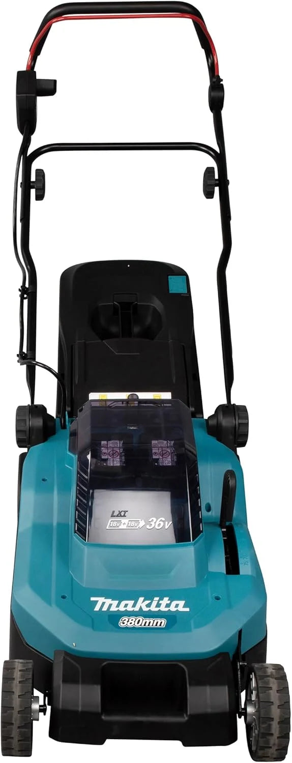 Cortacésped inalámbrico Makita DLM382PM2 2026, 2 baterías de 18 V / 4,0 Ah + cargador doble.
