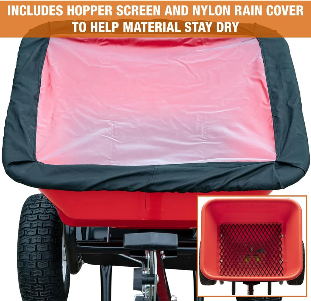 2026 Walk Behind Push Spreader, 100LB Capacity, for Salt, Ice & Snow Melt, Included Grate & Cover with Enclosed Gearbox for Protection