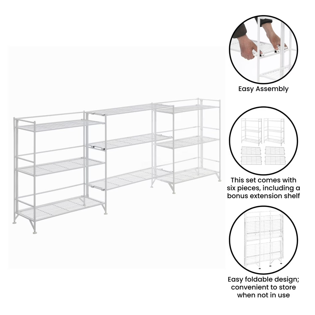 2026 Xtra Storage Wide Folding Shelves w/Three Deluxe Extensions in White Metal