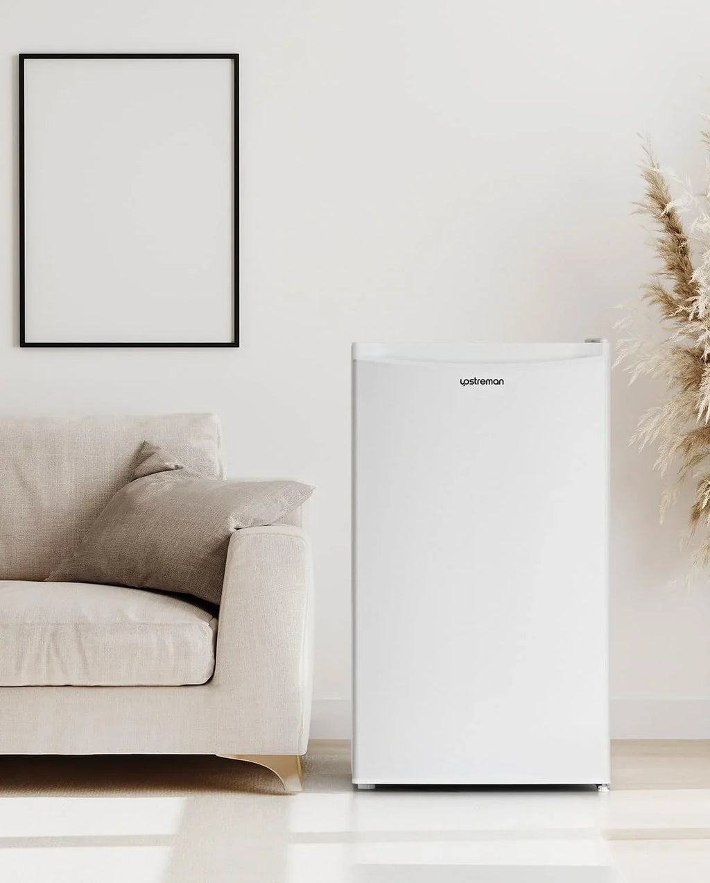 2026 Upstreman Frigorífico con Congelador, Nevera Pequeña 91L Compacta – Mini Frigorífico Blanco, Eficiencia Energética E, Silencioso, Ideal para Dormitorio, Oficina o Cocina Blanco – BR321