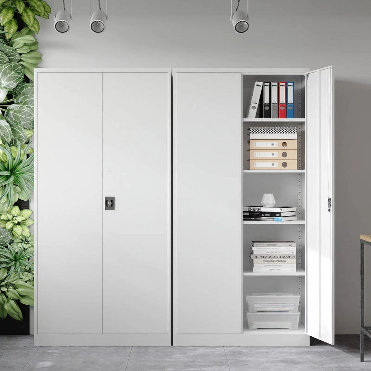 2026 STANI Metal Storage Cabinet with Locking Doors, Garage Lockable Steel Cabinets with 4 Doors and 5 Shelves for Home, Garage, Pantry Workshop Warehouse