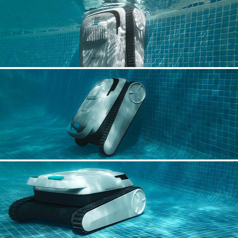 2026 Cecotec Robot Limpiapiscinas para Fondos, Paredes y Línea de Flotación Conga Pooldroid 5000 TotalClean Pearl. Superficies 100m2, Pendiente Máx 90º, Limpieza Ordenada, Autonomía 100min, Capacidad 4L