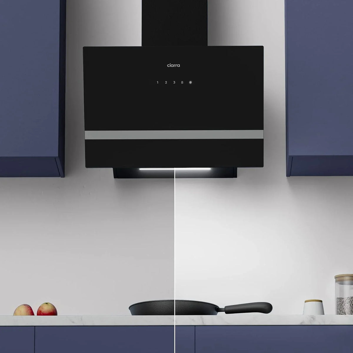 2026 CIARRA CBCB6736H Campana Extractora de Pared 60cm Clase A+++ 3 Velocidades Evacuación al Exterior y Recirculación Interna por Filtro de Carbón CBCF003 Luz LED
