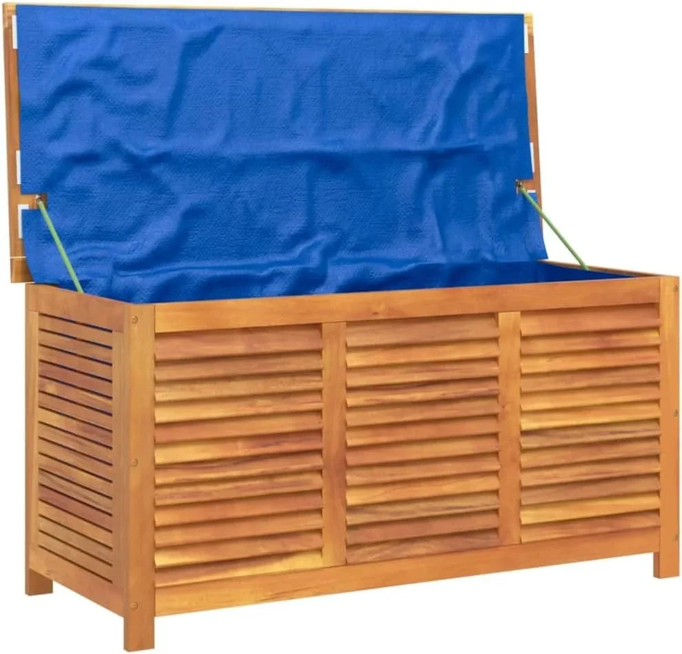 2026 Baul Almacenaje de Madera de Acacia, Baul Almacenamiento, Banco Almacenaje, Caja de Almacenamiento de Jardín, para Interior y Exterior, 113 x 50 x 56 cm