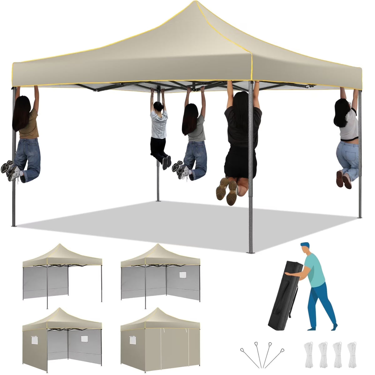 2026 SANOPY 10'x10' Pop up Canopy Tent Anti-UV Waterproof Outdoor Gazebo Instant Party Wedding Backyard Canopy Tent Shade Shelter for Backyard, Patio, Parties,Khaki