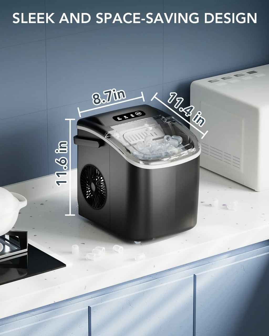 2026 Ice Maker Countertop, Efficient Easy Carry Ice Machine, Self-cleaning Ice Maker with Ice Scoop & Basket, 9PCS/ 8MINS 26.6LBS Per Day for…