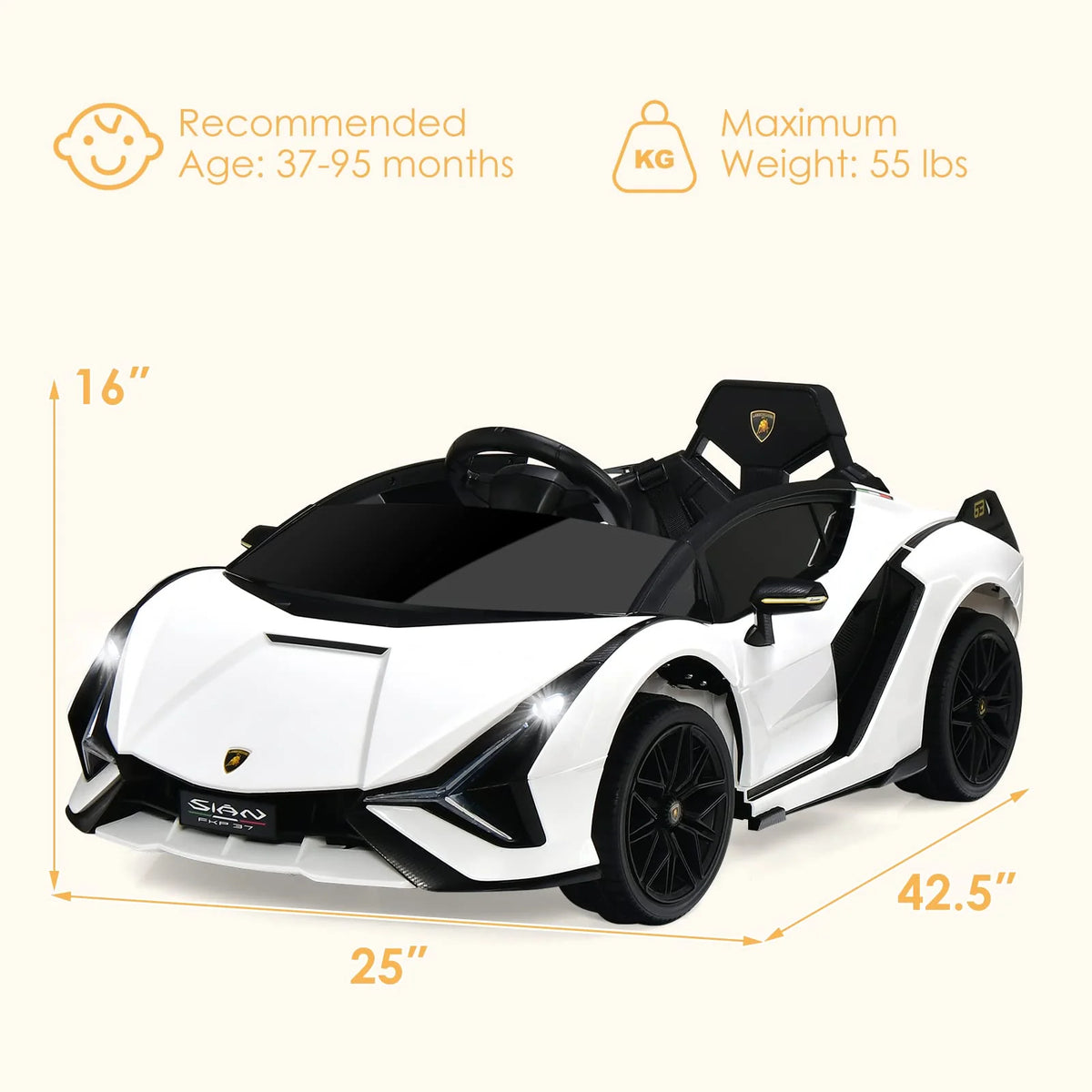 Lamborghini Licenciado Eléctrico con Suspensión y Bluetooth 2026