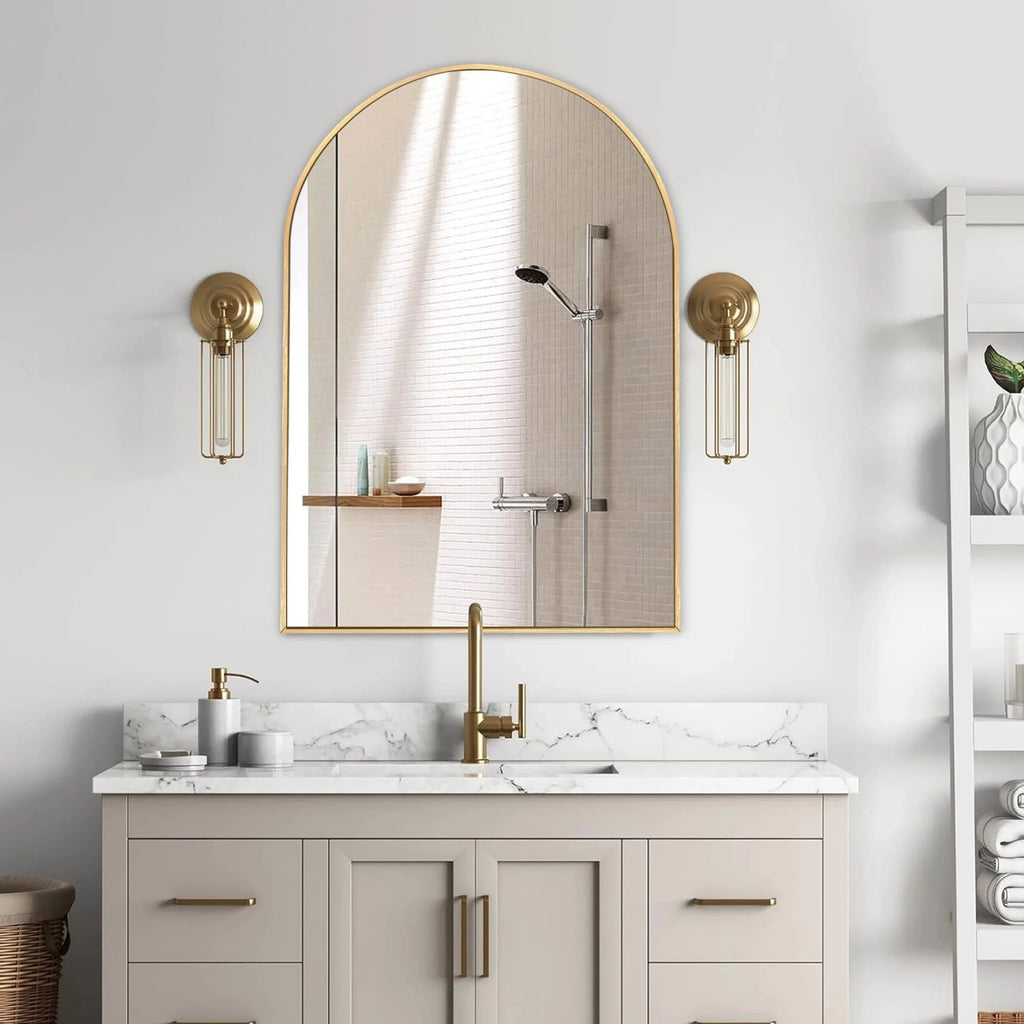 2026 Modern Arch Aluminum Bathroom Wall Mirror, Wall Mounted Vanity Mirror for Bathroom, Bedroom and Home Decor