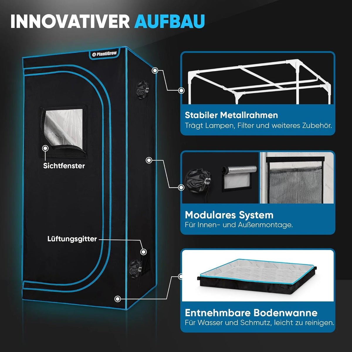 Conjunto completo de tienda de cultivo 2026: invernadero de interior con lámpara LED de espectro completo de 150 W (regulable), 1680D, filtro de carbón, ventilador de conducto en línea, manguera de extracción (80x80x180 cm)