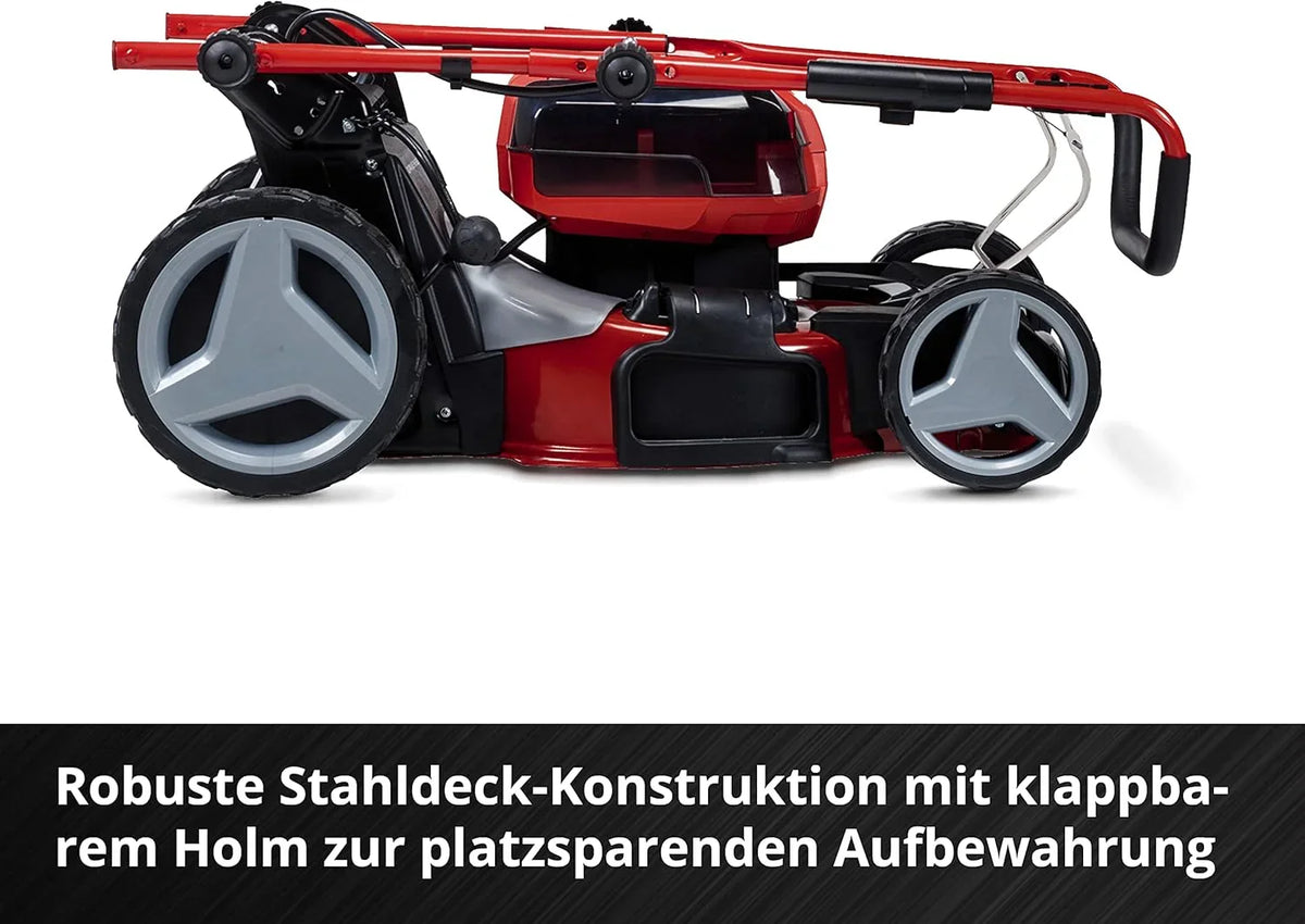 2026 Einhell Akku – Rasenmher GE – CM 36/47 S HW Li Kit Power X – Change (36 V, 47 cm de ancho, hasta 700 m, sin escobillas, tracción por radentro, depósito de 75 L, incluye 4 baterías de 4,0 Ah + 2 cargadores dobles)