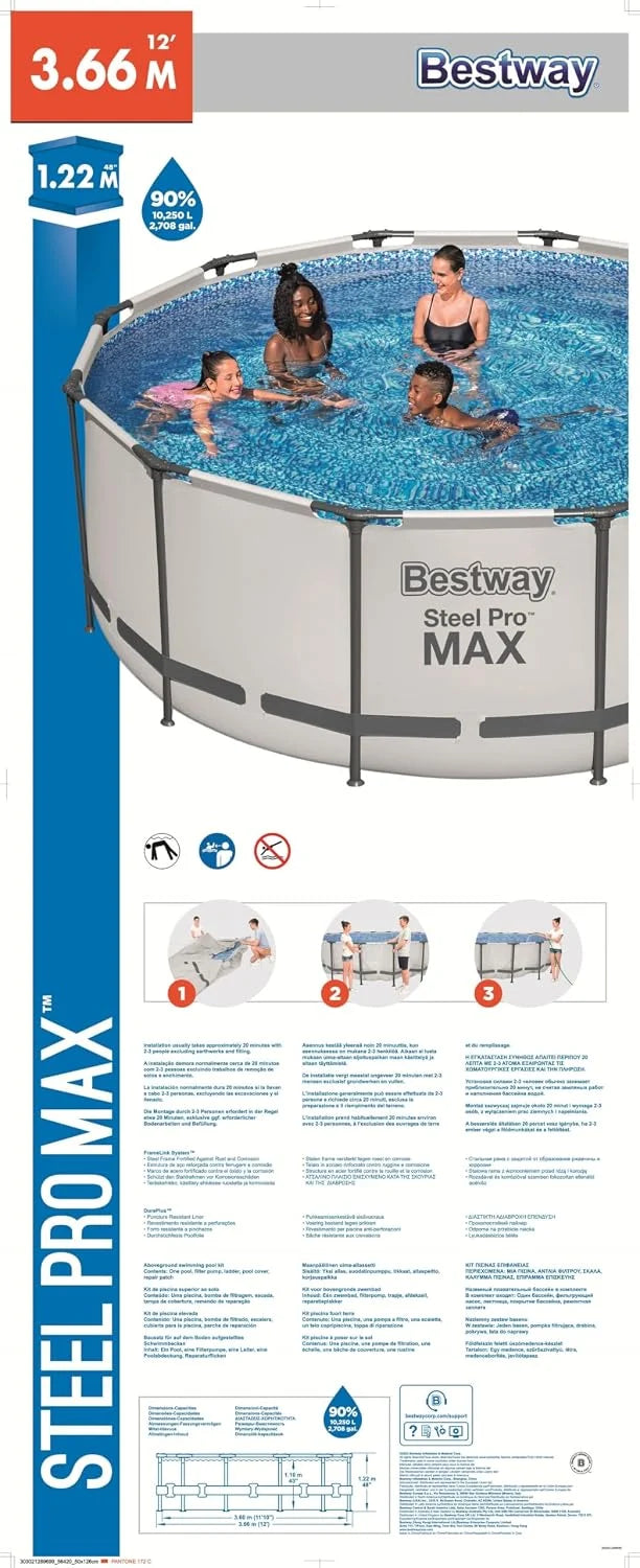Conjunto de piscina Bestway Stahl Pro Max 2026 de 3,66 x 1,22 m