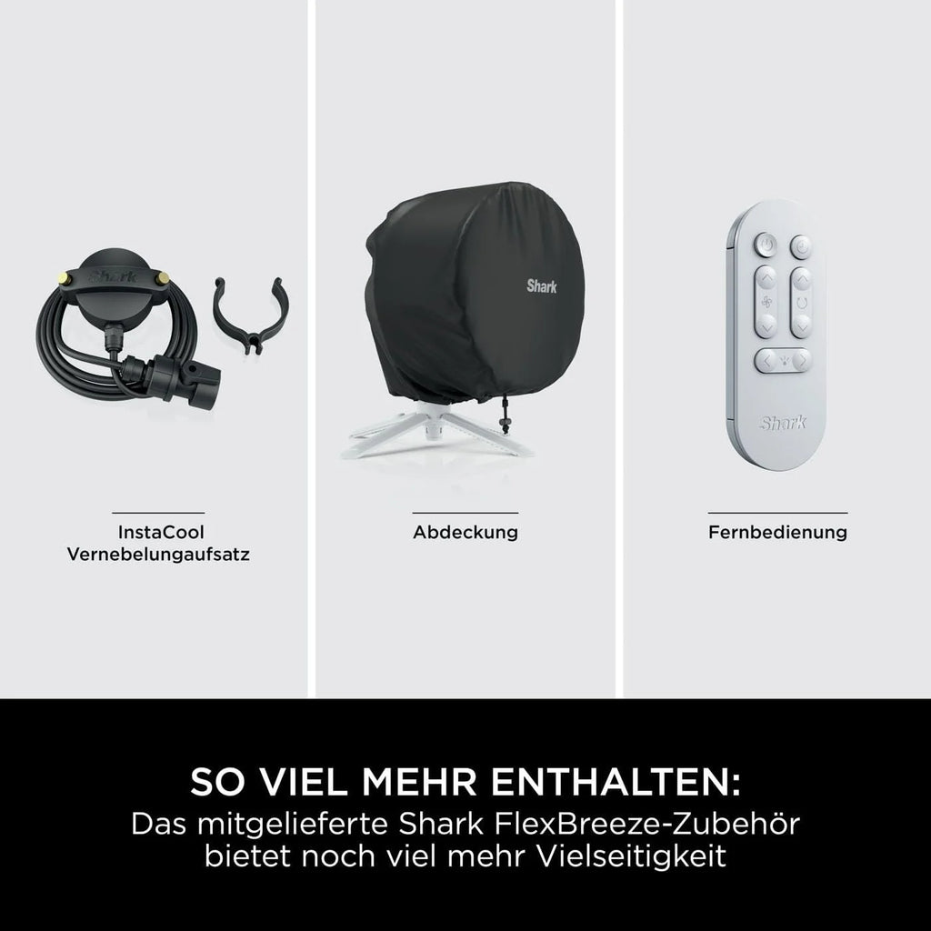 Ventilador Shark FlexBreeze 2026, ventilador híbrido silencioso (con cable e inalámbrico), portátil, para uso en interiores y exteriores, resistente a los rayos UV y al agua, ultra potente, ultra silencioso, blanco FA220EU