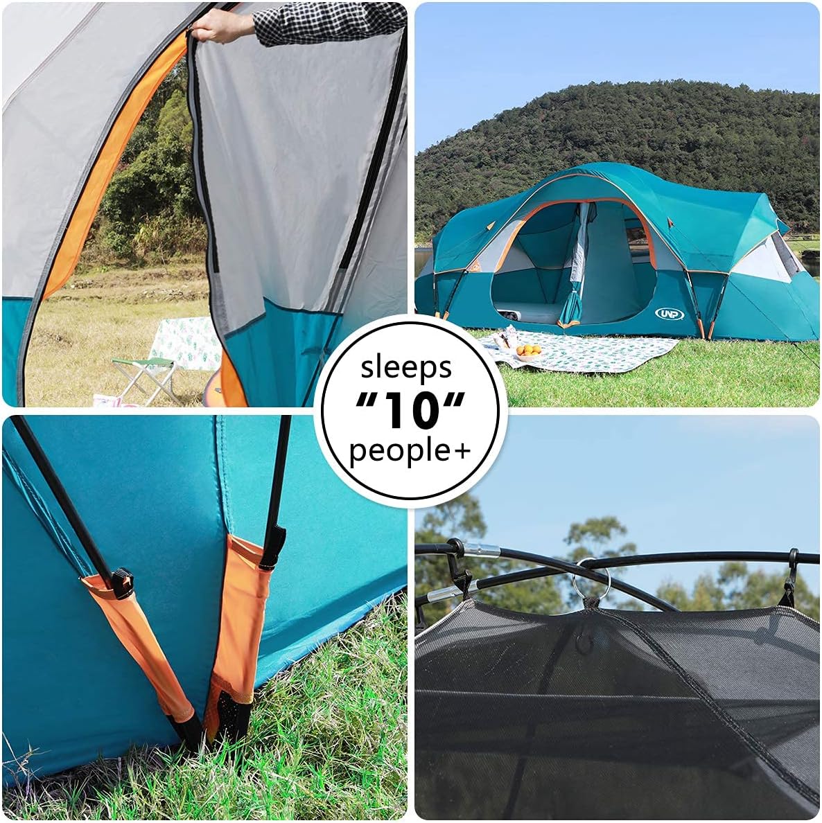 2026 Camping Tent 10-PERSON-FAMILY Tents, Parties, Music Festival Tent, Big, Easy Up, 5 Large Mesh Windows, Double Layer, 2 Room, Waterproof,…