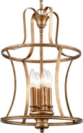 2026 Modern Lantern Pendant Light 4-Light Lantern Chandelier Lighting, Rusty Gold Pendant Lights Kitchen Island Hanging Light Fixtures for Dining Room Hallway Living Room