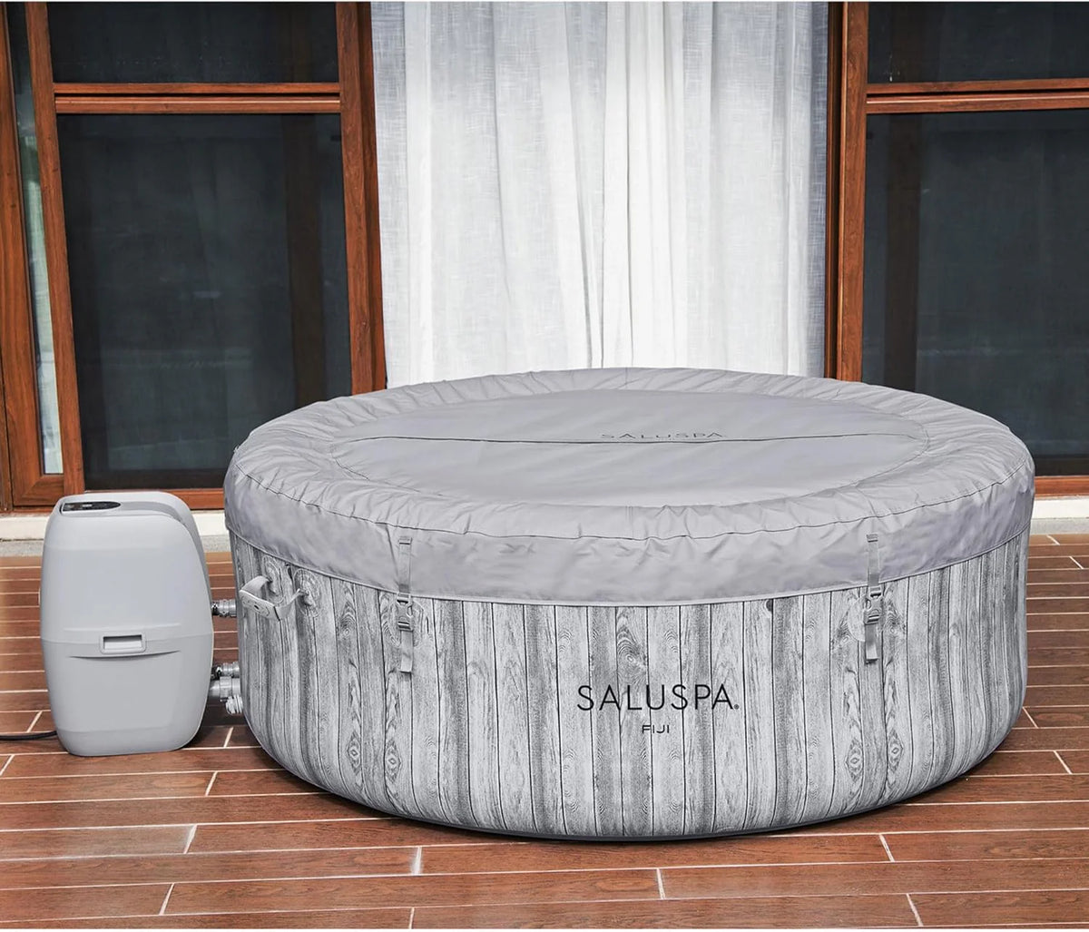 2026 Large Round 2 to 4 Person Inflatable Hot Tub Portable Outdoor Spa with 120 Airjets and Energysense Cover, Grey