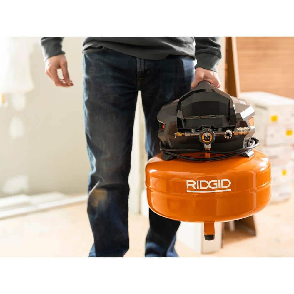 2026 6 Gal. Portable Electric Pancake Air Compressor w/ 18GA Brad Nailer, 16GA Straight Finish Nailer, & 18GA Finish Stapler R69603FK