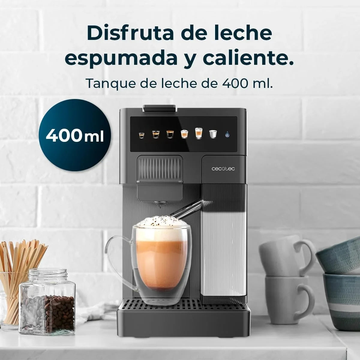 2026 Cecotec Cafetera Cápsulas Express Compacta con Tanque de Leche FreeStyle Latte. 1350W, 20 Bares, Compatible con Café Molido, Dolce Gusto, Nespresso y K – fee, Depósito 1,6L de Agua y 400ml de Leche