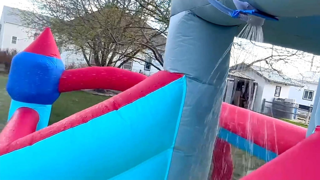 2026 Inflatable Water Slides for Kids 8-in-1 Bounce House Water Park with 450W Blower Climbing Wall, Splash Pool, 2 Water Cannons, Basketball Hoop, Water Slide, Crocodile Sprinkler for Gift Backyard Party