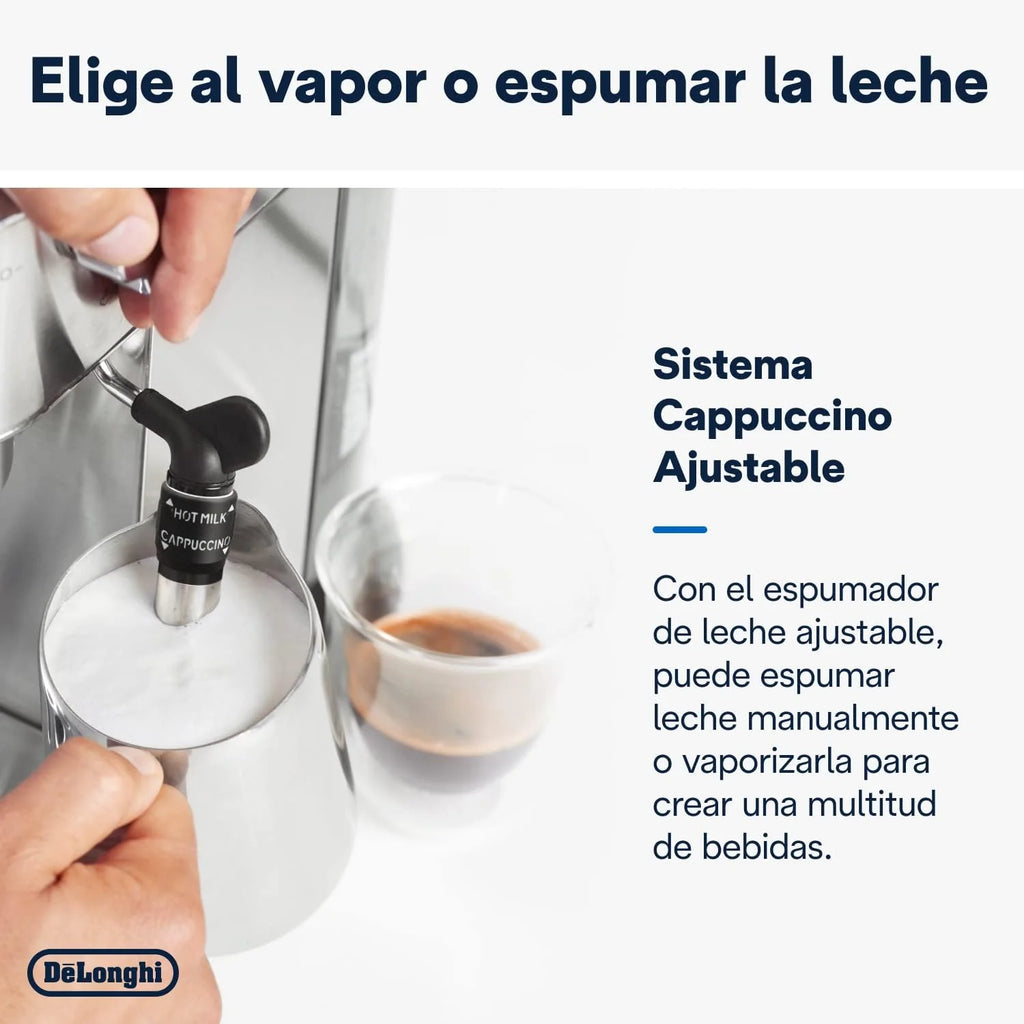 De'Longhi Dedica – Cafetera de Bomba de Acero Inoxidable para Café Molido o Monodosis, Espresso y Capuchino, Depósito de 1.3 Litros, Sistema Antigoteo, Modelo EC685.M, Color Metal 2026