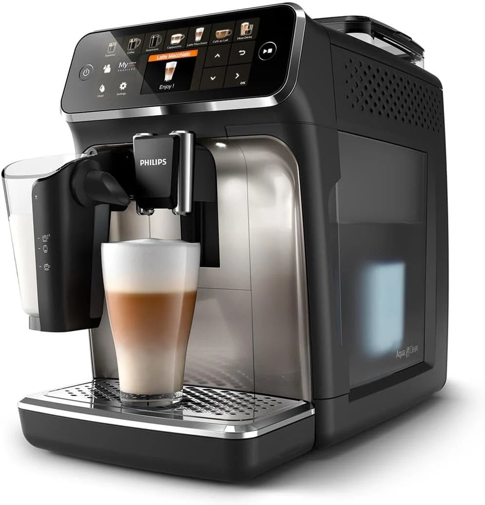 Cafetera automática Philips Serie 5400 (modelo 2026): disfrute de 12 bebidas, limpieza rápida LatteGo, pantalla TFT intuitiva, ajustes de café personalizables y un diseño de cocina de primera calidad (EP5441/50).