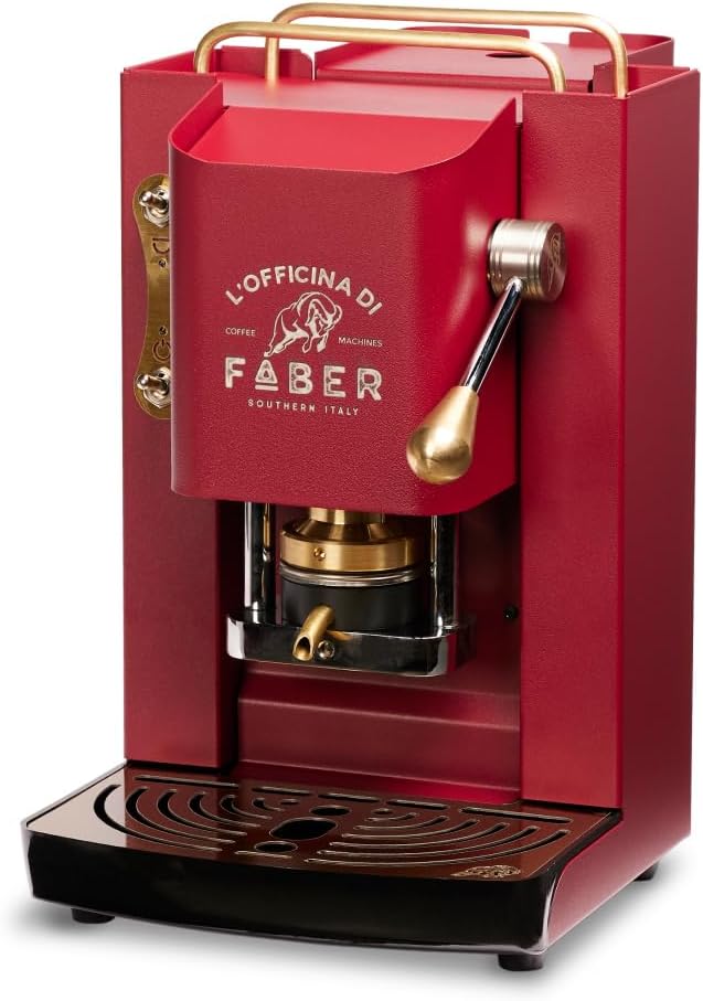 Cafetera Faber PRO Total Deluxe 2026, fabricada en latón, con papel ESE de 44 mm y capacidad de 1,3 litros (blanca).