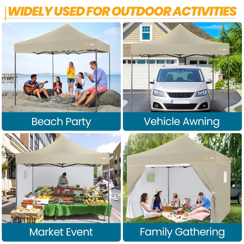 2026 SANOPY 10'x10' Pop up Canopy Tent Anti-UV Waterproof Outdoor Gazebo Instant Party Wedding Backyard Canopy Tent Shade Shelter for Backyard, Patio, Parties,Khaki
