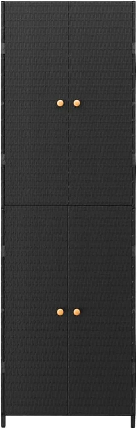 2026 Armario de almacenaje de jardín ratán PE Negro arcones para Jardin Exterior 59x40x180 cm